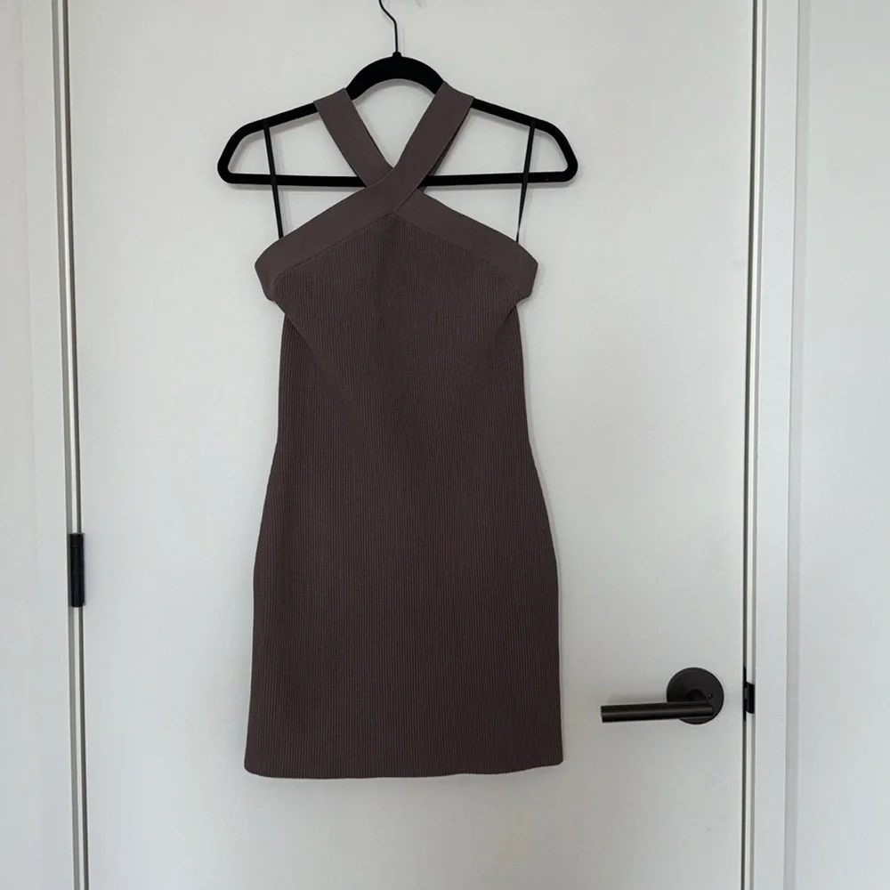 ARITZIA Babaton Bodycon Mini Sculpt Knit Dress in Deep Taupe - Large - Picture 4 of 11